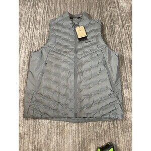 Nike Vest Mens Medium Tall Gray Therma-FIT ADV Running Puffer Zip Pockets Gilet